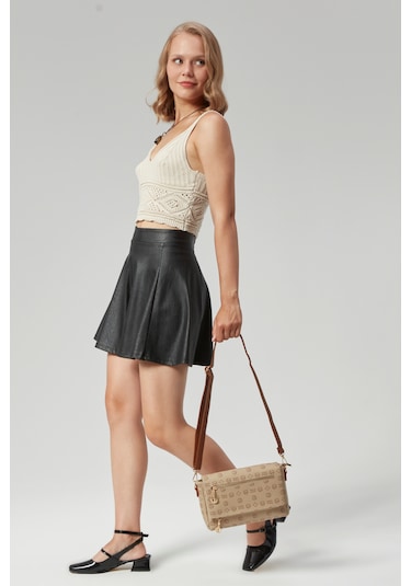 Kadın Dört Bölmeli Monogram Portföy Çarpraz Omuz Çantası