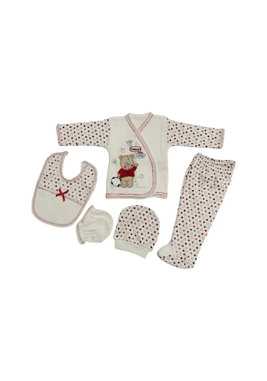 Bombino O Bebe Yeni Doğan Zıbın Set Çantalı Ayı 5'li Hastane Çıkışı Kırmızı Çok Renkli