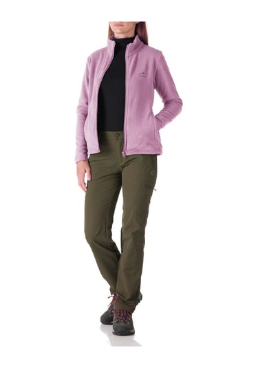 Genıus Store Kadın Tam Fermuarlı Kalın Outdoor Polar Ceket Lila