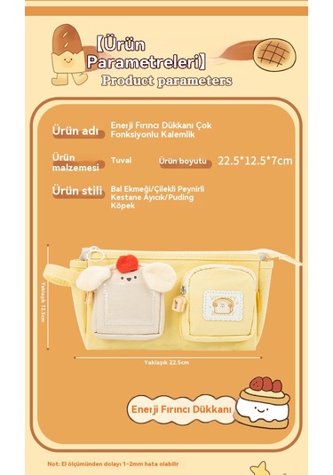 Sevimli Büyük Kapasiteli Kalem Kutusu Ekmek Haki