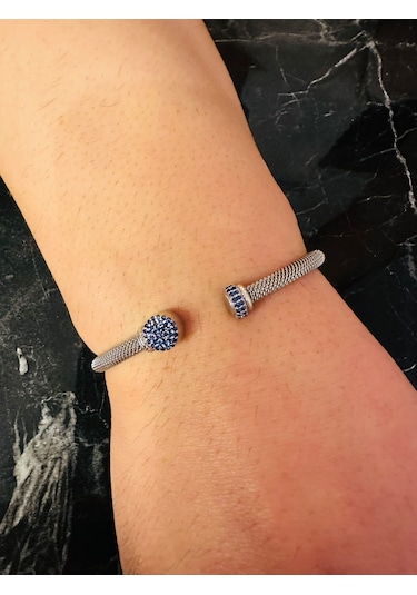 Gümüş Erkek Bileklik,0.60 Karat Safir Bileklik,şık Hediye