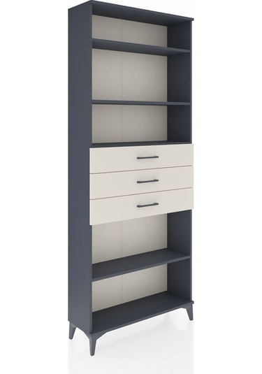 Arges Dolap 4 Raflı 3 Çekmeceli 88x30x221 Antrasit-aytaşı Antrasit