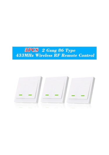 Padalink 3'lü Akıllı Ev Anahtarı - 433mhz Kablosuz Rf Kumanda İle Uzaktan Açma/kapama, 2 Kanallı Duvar Paneli