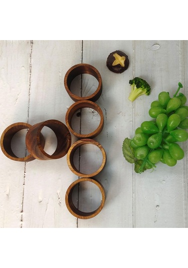 Suntek 5 Parça Peçete Halkaları Seti Oteller Tutucu Restoran Kahverengi