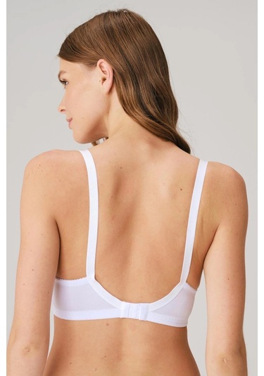 Balenli Desteksiz Dolgusuz Toparlayıcı Günlük Klasik Dantelli Küçültücü Sütyen Beyaz