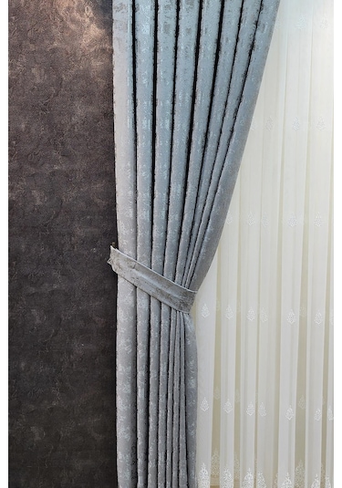 Everest Fon Perde Açık Gri Renk Gri