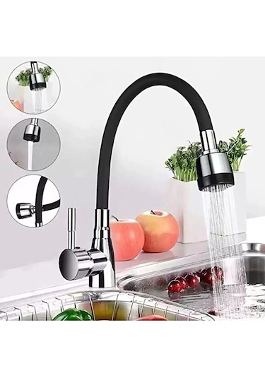 Mucit Home Siyah Renkli Oynar Başlıklı Tasarruflu Silikon Musluk Başlığı Kubar Siyah