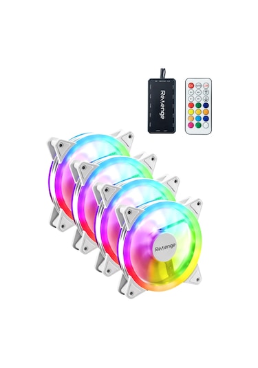 Revenge Rv400 4in1 Kumandalı Beyaz 12cm Rgb Fan Seti Fan Kontrolör Dahil 120mm 4lü Kasa Fanı
