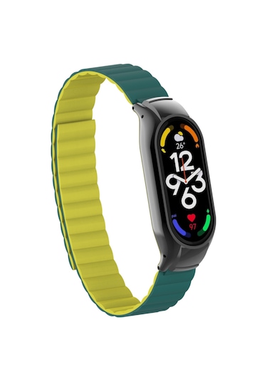Xiaomi Mi Band 7 Uyumlu Krd-69 Prl Kordon Koyu Yeşil-sarı
