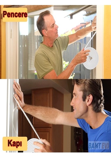 Kapı Pencere Bandı Beyaz 6mt Kapı Pencere Fitili İzolasyon Bantı