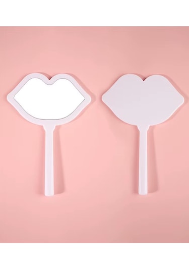 Caş Dekorasyon Gümüş Renk Dudak Şekilli El Aynası Gümüş