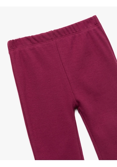 Koton Pamuklu Ribanalı Basic İspanyol Paça Tayt Mürdüm 6wmg40039ak Mor