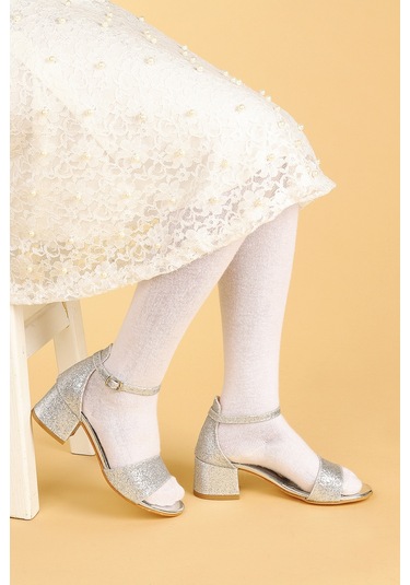 Kiko Kids 769 Kum Simli Günlük Kız Çocuk 4 Cm Topuklu Sandalet Ay Çok Renkli