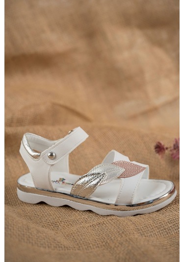 GİMER - Termo Taban Yaprak Model Beyaz Kız Çocuk Sandalet - O... Beyaz