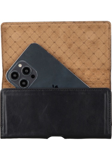Arc Clıp Onyx Black Leather 6.9" Phone Case Siyah