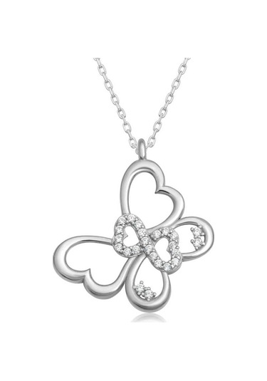 Gümüş Sonsuzluk Kelebek Kadın Kolye (551189048)