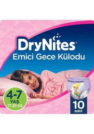 Drynites Emici Gece Külot Bez Kız 4-7 Yaş 17-30 Kg Large 90 Adet L 9'lu