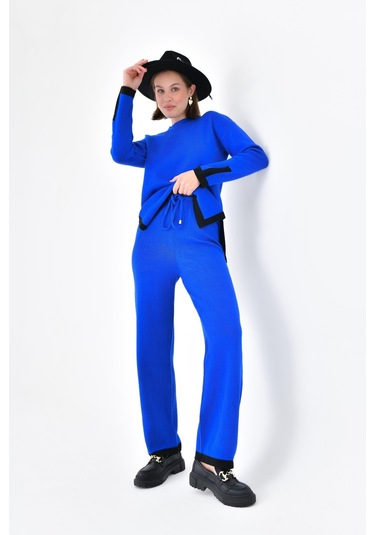 Ftz Women Kadın Çizgi Detaylı İkili Takım Saks Mavi 20631-saks Mavi Saks Mavi