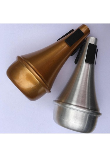 Homyl Trompet Düz Susturucu Alüminyum Alaşımlı Caz Gümüş