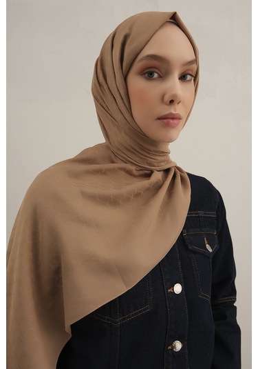 Vizon Link Desen Bambu Cotton Şal 12 Vizon