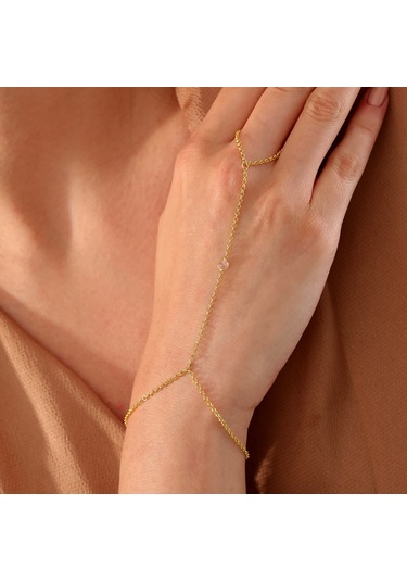 925 Ayar Gümüş Zirkon Tek Taşlı Doç Zincirli Şahmeran Altın