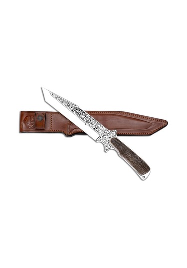 Bora 504 Büyük Shogun Geyik Boynuzu Sap Gravürlü Bıçak Çok Renkli