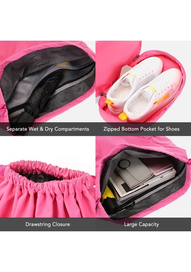 Skycıty Katlanabilir Bağcıklı Sırt Çantası Spor Salonu Çantası Islak Ve Kuru Bölmeli Yüzme Plaj Kampı İçin