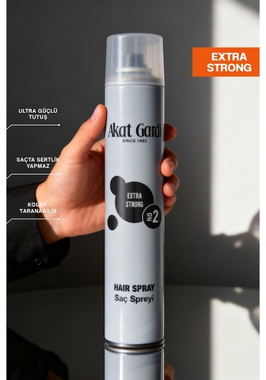 Akat Gardi Saç Spreyi Extra Strong No:2 Gri 400 Ml