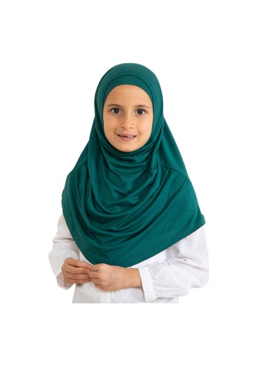 Çocuk Hazır Giyim Başörtüsü Şal Turban Viskon - Zümrüt Yeşili Zümrüt