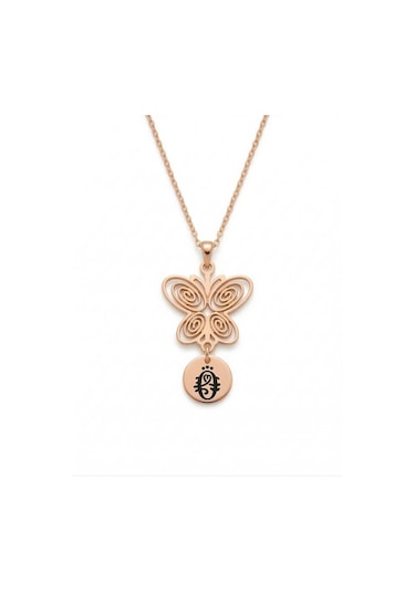 Füsun Model Nostaljik Gümüş Kolye - Rose Rose Gold