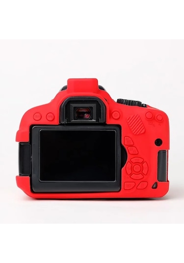 Butu Canon Eos 700d / 650d / 600d Yumuşak Silikon Kılıf Koruyucu Kapak Çizilmez Kamera Çantası - Kırmızı