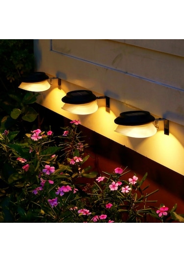 Cbtx Bahçe Aydınlatma Yumruksuz Uçan Daire Güneş Lambası Açık Bahçe Dekorasyon Duvar Lambası Siyah Kabuk Sarı Sıcak Işık