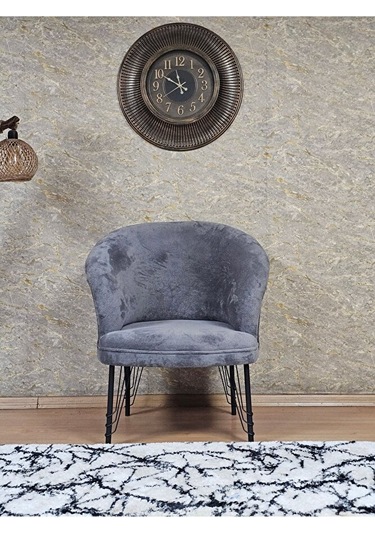 Tekli Teddy Siyah Boyalı Telli Ayak Çay Seti Koltuk Tekli Berjer Çok Renkli