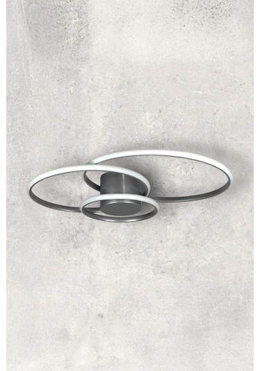 Sole Gri Renk Salon - Mutfak - Hol Beyaz Led 3 Lü Avize Gri