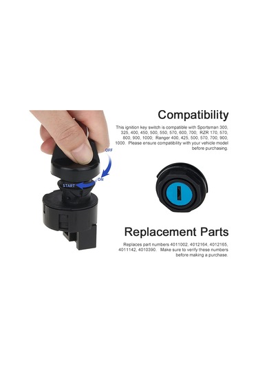 Konesam Sportsman, Rzr, Ranger İçin 6 Pinli 3 Pozisyonlu Abs Çelik Kontak Anahtarı Ve 2 Yedek Anahtar Seti
