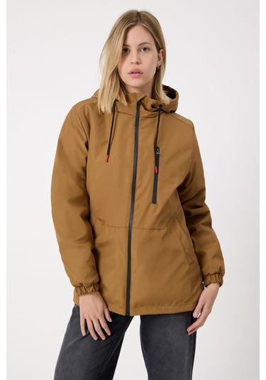 Freemen Kadın Taba Kürklü Su Ve Rüzgar Geçirmez Kapüşonlu Kışlık Mont Taba