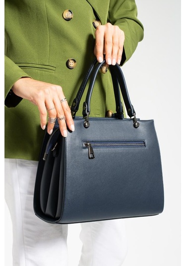 Kadın Omuz Çantası 30 25 Cm Kutu Model Çapraz Askılı Postacı Çanta Mega Çanta Business Kol Çantası Lacivert