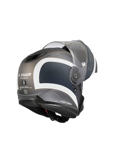 Ls2 Strobe 2 Victory Çene Açılır Kask Mat Gri - Mavi - Kum