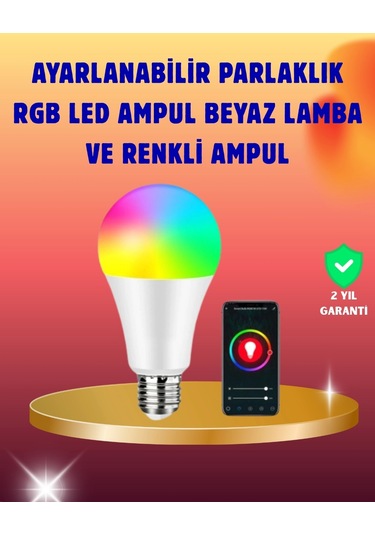 Enerji Verimli Akıllı Led Ampul, Uzaktan Kontrol Özellikli Çok Renkli