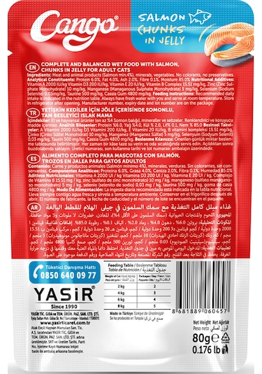 Cango Yaş Yetişkin Kedi Maması Somonlu 80 Gr