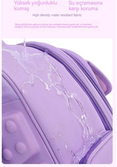 Kız Sırt Çantası, Çocuklar Için Büyük Kapasiteli Omurga Sırt Çantası Mor