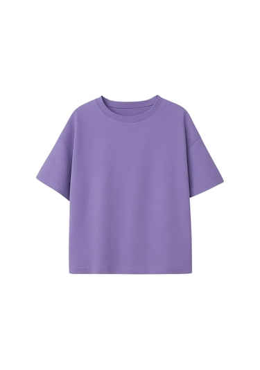 Zuzunga Unisex Basic Kısa Kollu Çocuk T-shirt Mor
