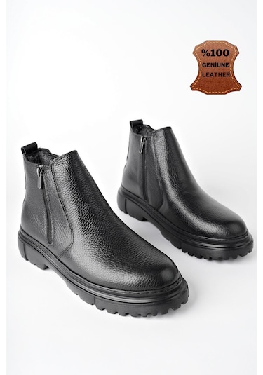 Muggo İcardi Garantili Hakiki Deri Fermuarlı İçi Kürklü Eva Taban Erkek Kışlık Chelsea Bot Siyah Muggo İcardi Garantili Hakiki Deri Fermuarlı İçi Kürklü Eva Taban Erkek Kışlık Chelsea Bot Siyah