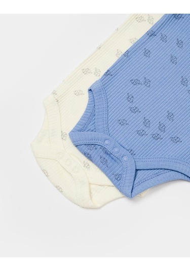 Organik Modal Fil Baskılı 2 Li Kısa Kollu Badi 001