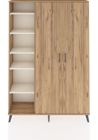 Arges Dolap 7 Raflı 2 Kapaklı Tek Askılı 132x30x195 Çam-çam/a... Çam
