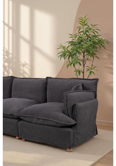 Lavinia Giydirilebilir Kılıflı L Köşe Koltuk Antrasit