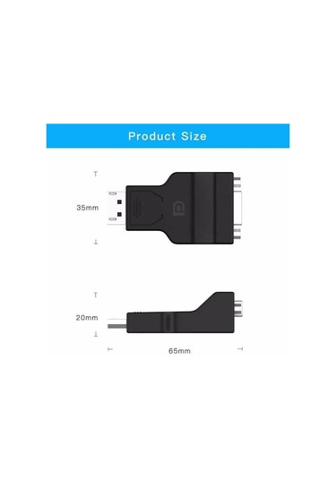 Display Port To Vga Çevirici, Dp To Vga, Display To Vga Görüntü Aktarıcı Çevirici, Dönüştürücü Diğer