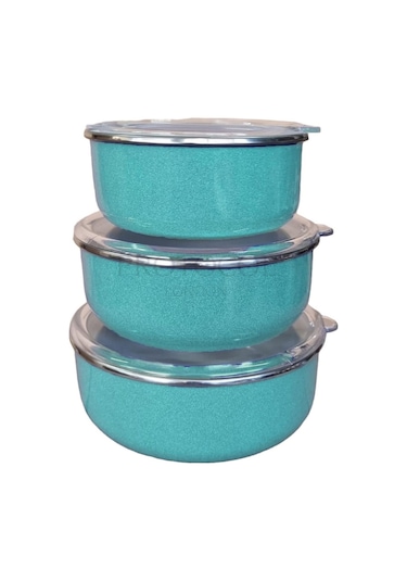 Protocol London Zarif İtalyan Emaye Saklama Kabı Seti 3'lü 14 x 16 x 18 C M 001