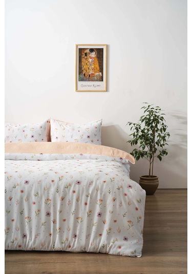 Soft Çiçekli Çift Kişilik Nevresim Takımı Pamuklu Renkli