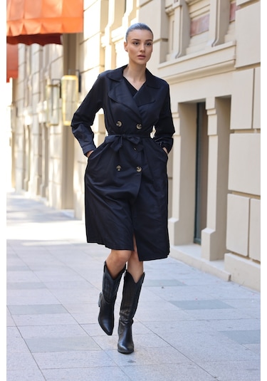 Bigdart 5853 Kruvaze Yaka Trençkot Siyah 001